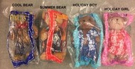 未拆封 麥當勞泰迪熊 Cool Bear、Summer Bear、Holiday Boy、Holiday Girl