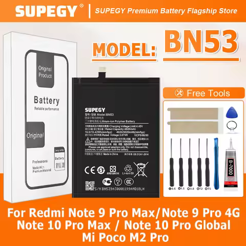100% NEW 5020mAh BN53 Battery For Xiaomi Redmi note 10 Pro global / note 9 Pro global replacement Ba