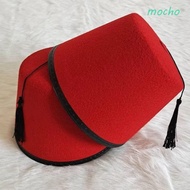 MOCHO Felt Fez Cap, Round Moroccan Hat Tarboosh Fez Hat, Costume Accessories Red Color Breathable Ot