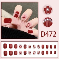 Fake nails Motif D472 24pcs + FREE LIQUID GLUE / nail art fake nails / fake nails / bridal fake nail