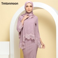 TMTONMOON S-2XL Plain Mini Kebaya Lace Baju Kurung Raya 2023 Pario Dress Muslimah Murah Lining Pleated Lace Kurung Baju Raya Viral 2023