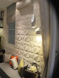 4入組30cmx30cm PVC 3D板，立體裝飾牆板，無背膠，牆貼3D背景牆浮雕裝飾壁紙，高強度黏貼牆貼帶