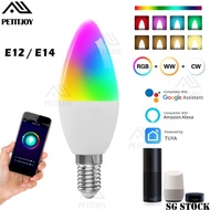 【SG】Smart WiFi LED Candle Bulb E12 E14 RGBCW Color Changing Dimmable Light Compatible with Alexa Goo