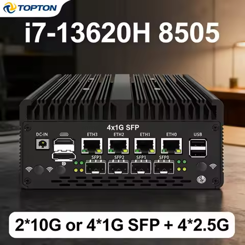 Topton Solid Firewall Computer Intel i7 13620H i5 12450H 8505 4*2.5G 2*10G 4*1G SFP 2*DDR5 Mini Indu