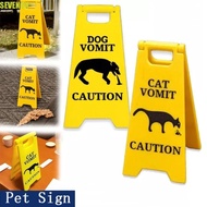 SEVENON 2 PCS Dog Vomit Sign, Wet Floor Safety Warning Sign, Funny Bright Polylactide Yellow Cat Vom