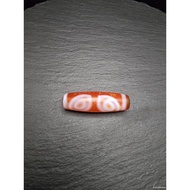 MATA Dzi Red Phoenix Eye Agate Stone 4 Eyes Blessed Tibetan Grounding Stone 41mm E3231