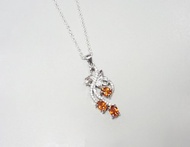 芬達石 錳鋁榴石項鍊 925純銀 手工鑲嵌