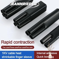 BANNRIEDSG9895Y Heat Shrink Wrap Tube, 2/3/4/5/Core Black Insulation Sleeve, Waterproof With Glue Se