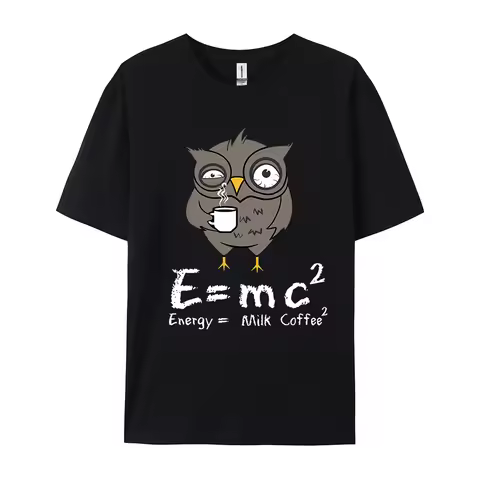 Men Women T-shirt E MC2 Energy Milk Coffee Pattern Shirts 2024 New Street Fashion Cotton Short-sleev