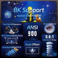 New Style HD 8K Projector Household Projection Wall Real 900ANSI High Lumen Android Projector