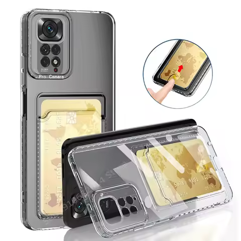 For POCO M4 M6 M3 C65 X3 X4 X5 F5 X6 F6 Pro Case Transparent Card Holder Back Cover For Xiaomi 12 11