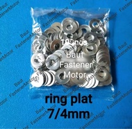 (Harga 100 Pcs) Ring Plat 7 (4mm) Washer Putih