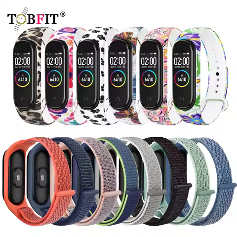 Color Pattern Silicone Strap For Xiaomi Mi Band 3 4 Band Nylon Strap Wirstband Smart Watchband For X