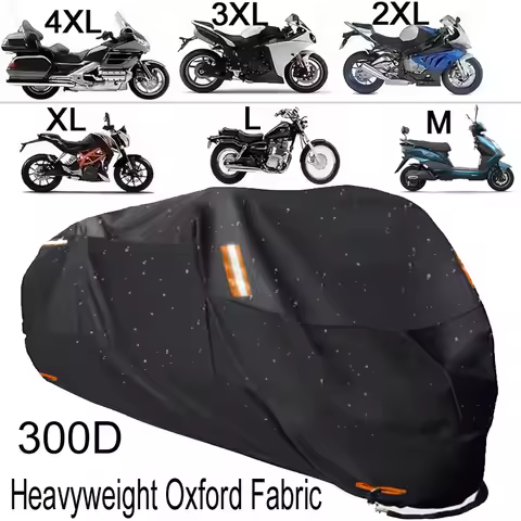 Thick 300D 210D Motorcycle Cover clothing Waterproof UV Protection Dust Rain Snow Outdoor Indoor Bla