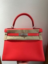 全新 Hermes Kelly 28 Rose Texas 粉紅色銀扣手挽側咩袋 靚色靚Size 靚價🎊🎊