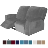 Oyzoce Split Type Velvet Elastic Recliner Sofa Cover 2 Seater Solid Color Non Slip Recliner Chair Cover For Living Room Recliner Sofa 2 Seater Lazy Chair Cover