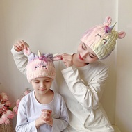 Children Hair Drying Cap Rabbit Cap Coral Fleece Absorbent Cartoon Cute Shower Cap Female Adult 9CK7