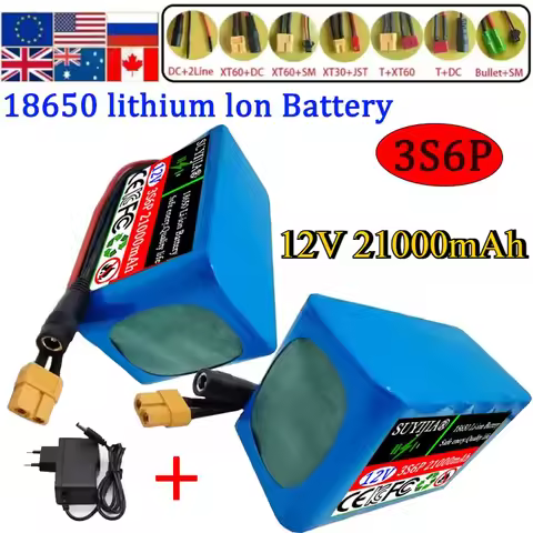 3S6P 12V 21Ah Battery Pack18650 Lithium Ion Rechargeable Battery with BMS for Scooter, Spray and Oth