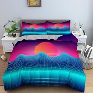 Retro Vintage 80s Purple Geometric Abstract Vaporwave Duvet Cover Set Queen King Full Size Breathable Bedding Sets Quilt Cover