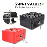 Portable Cash Box Money Box With Lock And Key, Sturdy Safes Cash Register Drawer Casher Drawer