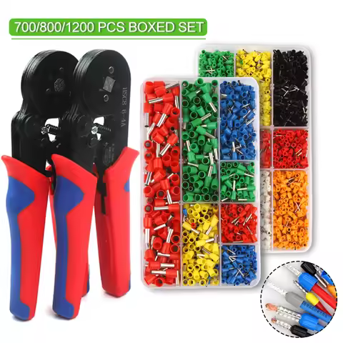 Boxed Tubular Terminal Crimping Sleeve Terminal Ferrule Insulated Cable Wire Connector Set HSC8 6-4A