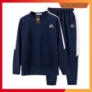 Bộ Thể Thao Nam Thu Đông Dài Tay Phối Sọc Trắng Bộ Đồ Nam Cổ Tròn Chất Nỉ Cao Cấp xin xò BN06 - MINH