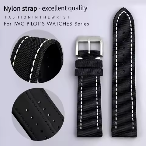 21mm 22mm Nylon Leather Watchband Fit for Tudor Breitling IWC Tissot Timex Certina Black Gray Green 