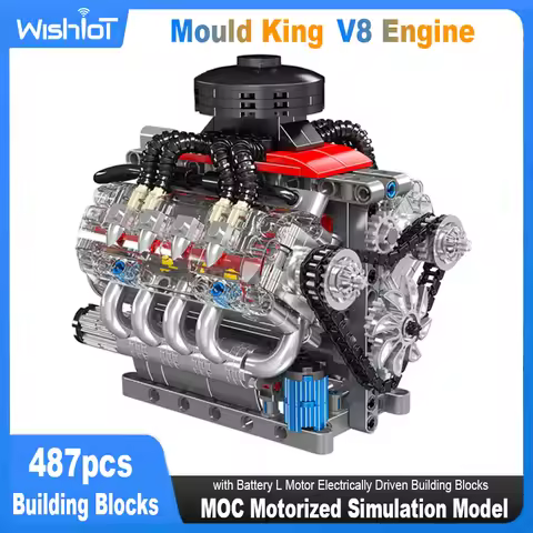 Mould King V8 Engine 10171 LSX454 Motorized Simulation Model Electrically Drive Building Blocks Tech