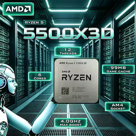 AMD Ryzen 5 5500X3D 3GHz 6-Core 12-Thread Socket AM4 NEW Gaming Processor DDR4 L3=96M 105W 7NM R5 55