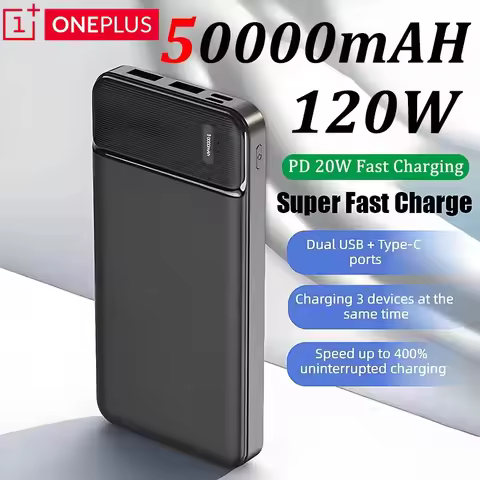 OnePlus 50000mAh Power Bank 120W Portable Fast Charger External Battery PowerBank High Capacity Powe