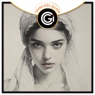 Portrait painting of a beautiful girl. Wall painting, wall sticker for interior decoration.CGI-1312