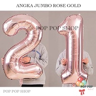 New [besty_mart3] JUMBO Rose Gold Number Foil Balloon 100cm / Large Number Balloon - 1