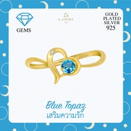 A.CEMI Blue Topaz-December Birthstone Ring พลอยแท้ สวิสบลูโทพาส แหวนพลอยแท้ สวิสบลูโทพาส แหวนเงินแท