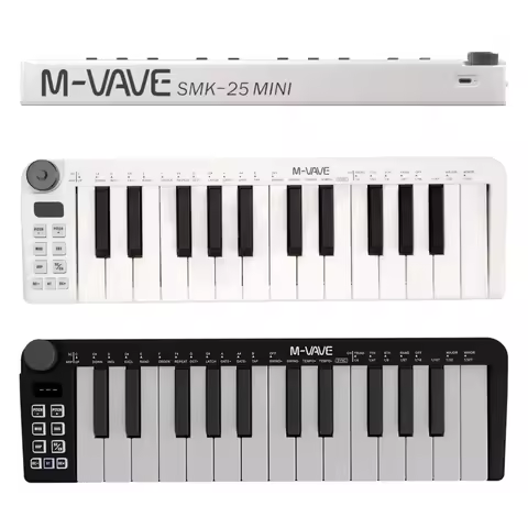M-VAVE SMK-25 MINI Controller with 25 velocity-sensitive keys, Rechargeable USB Mini Keyboard, MIDI 