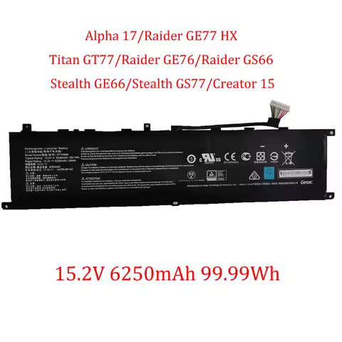 Battery For MSI Alpha 17 Raider GE77 HX Titan GT77 Raider GE76 Raider GS66 Stealth GE66 Stealth GS77