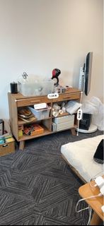 Wooden Storage Cabinet with Drawers and Shelves