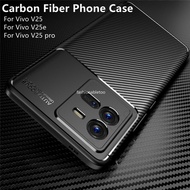 Carbon Fiber Phone Case For Vivo V25 pro V25pro V25E V 25 Casing Bumper Shockproof Matte Soft Silico