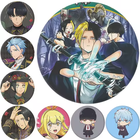 58MM Anime Mashle: Magic and Muscles Lance Crown Cosplay Costumes SPTE Tinplate Pin Badge Accessorie