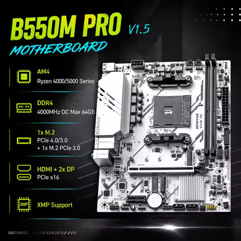 JGINYUE B550M PRO V1.5 Motherboard Kit AM4 Ryzen 5 Ryzen 7 5700X3D CPU DDR4 RAM M.2 NVMe PCIe 4.0 De