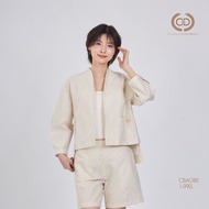 C&D womans jacket Minimal Beige แจ็คเก็ตผู้หญิง ทรงหลวม คอปีน สีเบจ CBAOBE