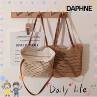 DAPHNE Handmade Woven Bags, Solid Color Straw Woven Fashion Hollow Out Shoulder Bag, Shopping Bag