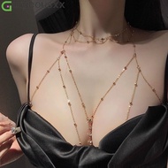 Sexy Shiny Chest Chain for Women Simplicity Sequin Pendant Body Jewelry Bikini Accessories