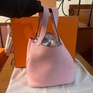 hermes 99新櫻花粉Picotin 22 菜籃子22 (T刻)