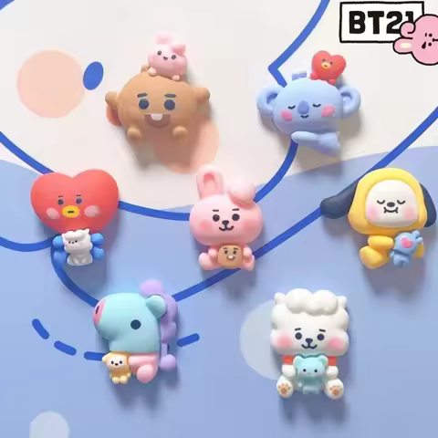 Cute BT21 Series Sweet Creative Cartoon Dolls New Style Unisex Crocs DIY Detachable Fashion Versatil