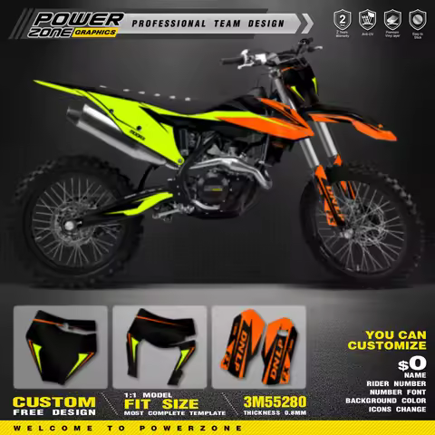 PowerZone Custom Team Graphics Backgrounds Decals Stickers Kit For KTM SX SXF MX 2019-2022 EXC XCW E