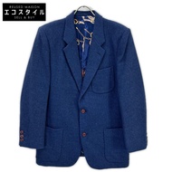 三宅一生 80 年代男士藍色夾克，全印花襯裡，帶刷標，M 碼 [二手]