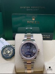 278381全新DATEJUST系列278381 VI Grey Rom OYS羅馬鑽石永恆玫瑰金蠔式鏈31mm機械女裝手錶