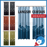 Modern Curtain Semi Blackout Langsir Pintu Tingkap Hook Type Door Curtain Langsir Corak Cantik