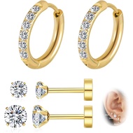 Small Gold Cartilage Earring Hoops for Women Men, Helix Hoop Earrings14K Gold Plated In 316L Surgica