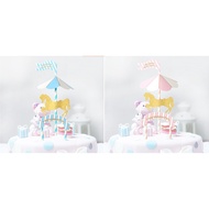 DIY Carousel Pink/Blue cake decoration set